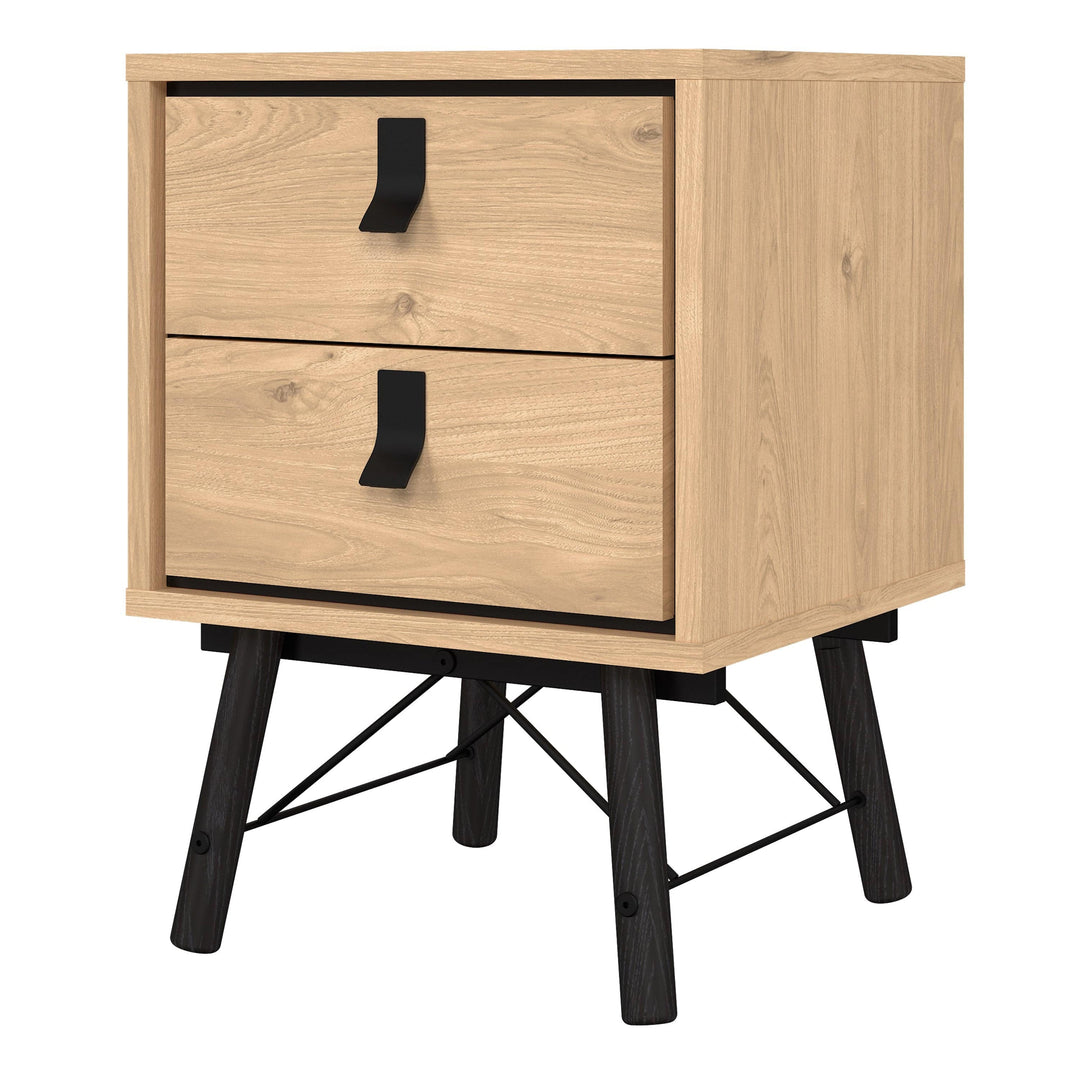 Ry Bedside Cabinet 2 Drawer in Jackson Hickory Oak - TidySpaces