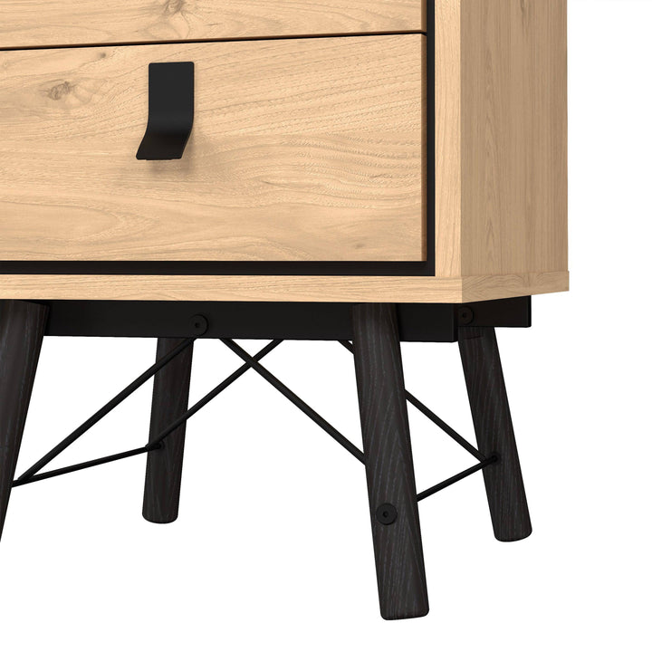 Ry Bedside Cabinet 2 Drawer in Jackson Hickory Oak - TidySpaces