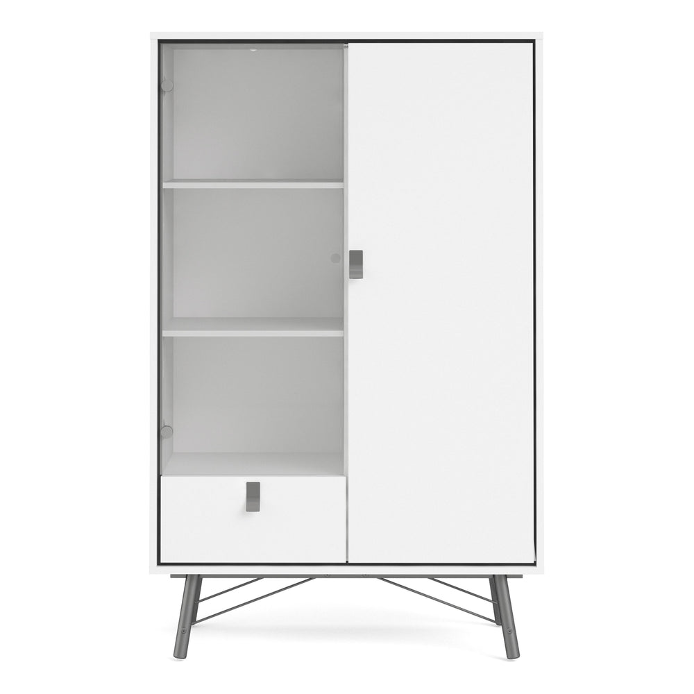 Ry China cabinet 1 door + 1 glass door + 1 drawer Matt White - TidySpaces