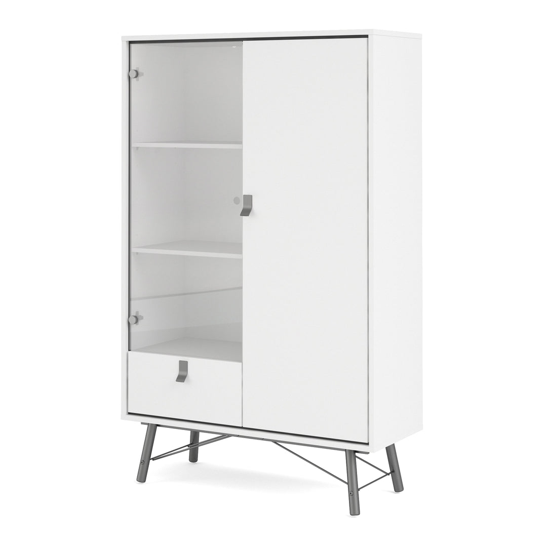 Ry China cabinet 1 door + 1 glass door + 1 drawer Matt White - TidySpaces