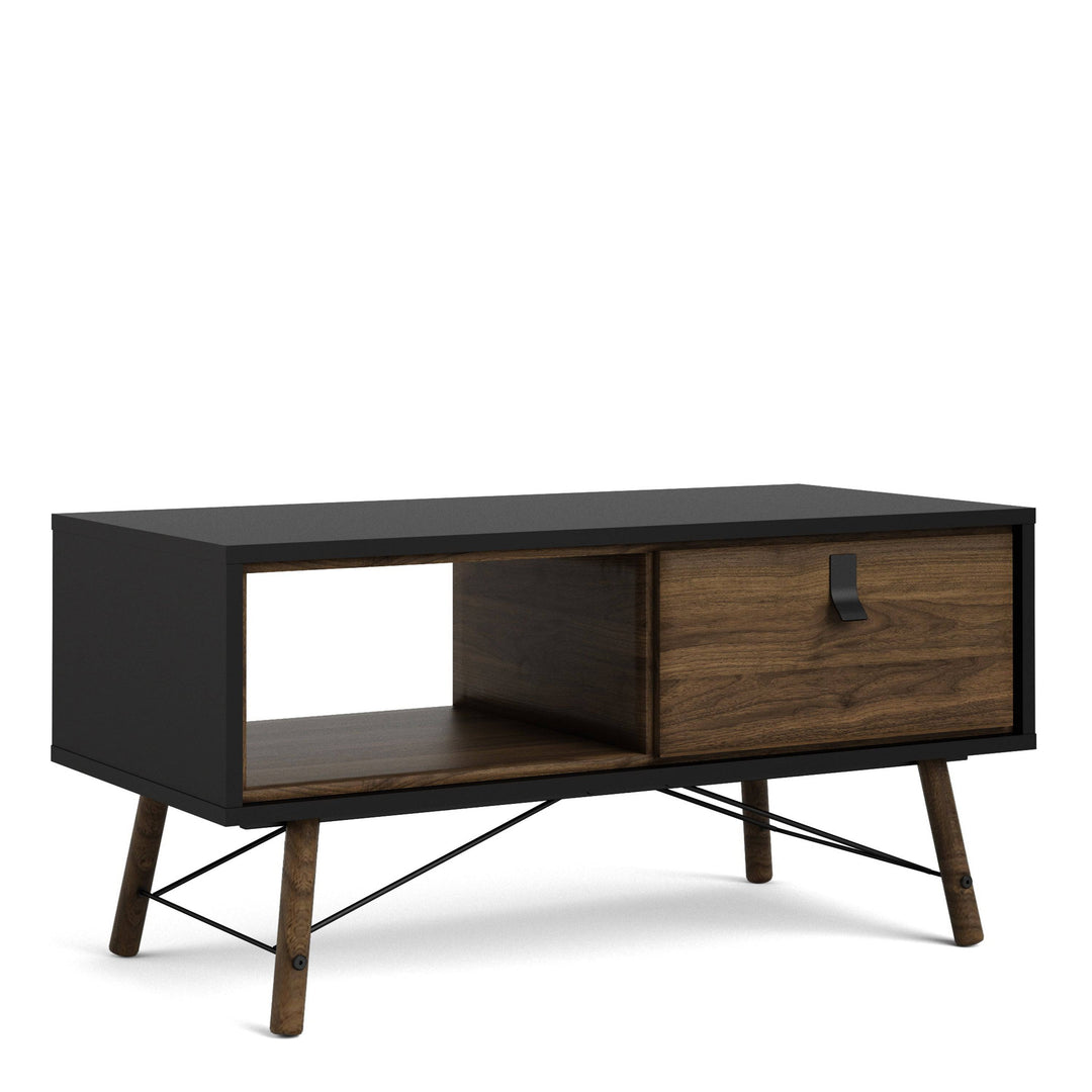 Ry Coffee table with 1 drawer Matt Black Walnut - TidySpaces