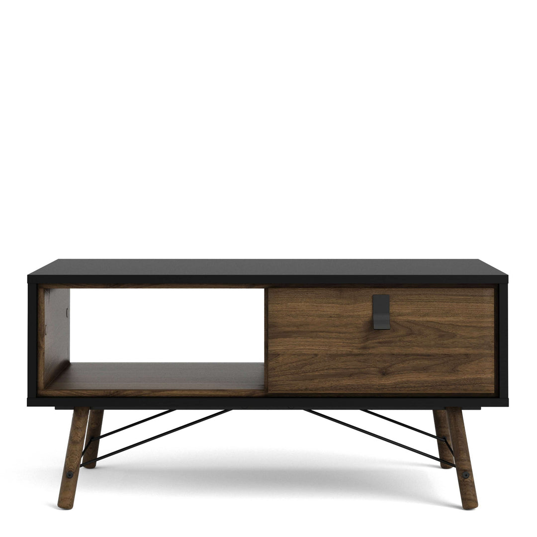 Ry Coffee table with 1 drawer Matt Black Walnut - TidySpaces