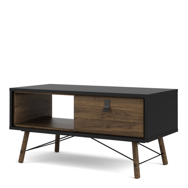 Ry Coffee table with 1 drawer Matt Black Walnut - TidySpaces