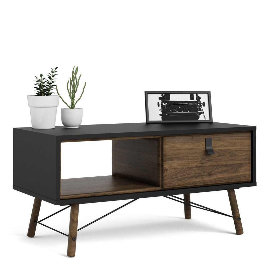 Ry Coffee table with 1 drawer Matt Black Walnut - TidySpaces