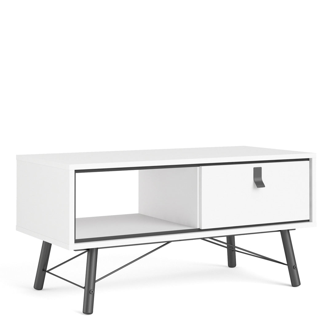 Ry Coffee table with 1 drawer Matt White - TidySpaces