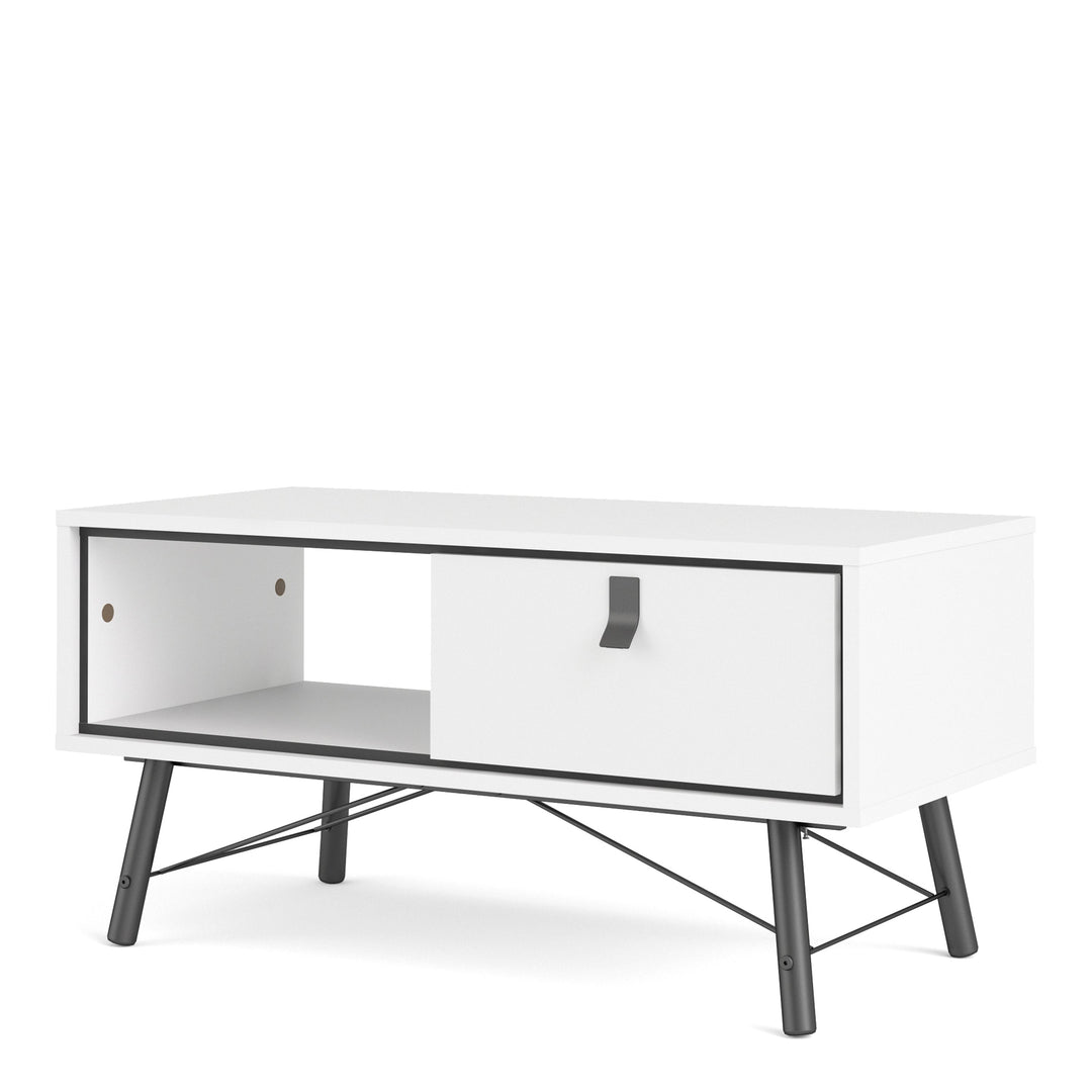 Ry Coffee table with 1 drawer Matt White - TidySpaces