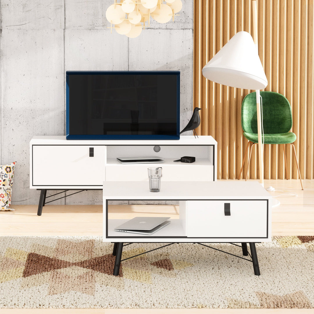 Ry Coffee table with 1 drawer Matt White - TidySpaces