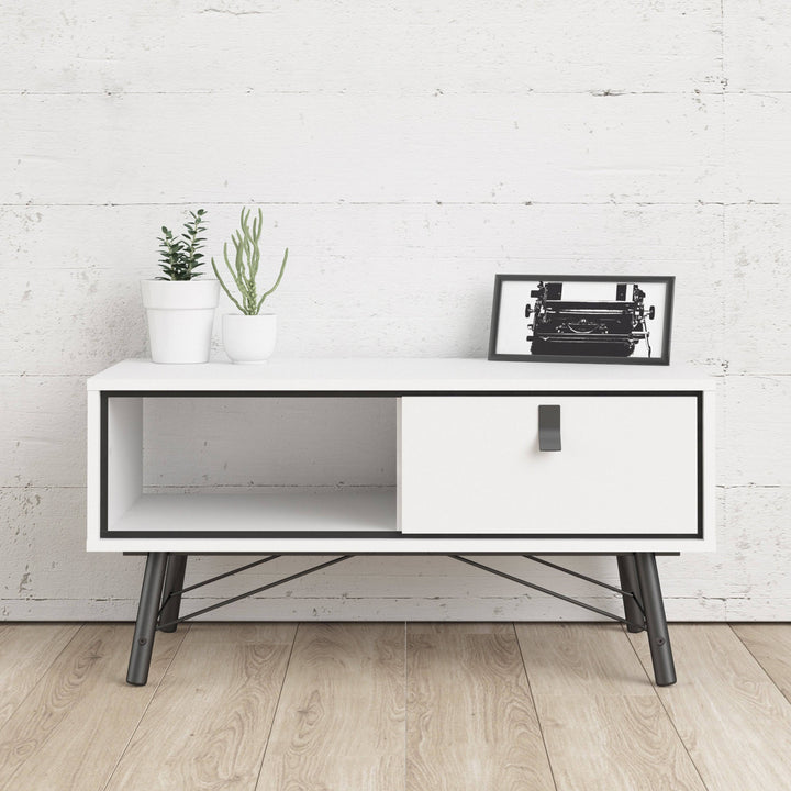 Ry Coffee table with 1 drawer Matt White - TidySpaces