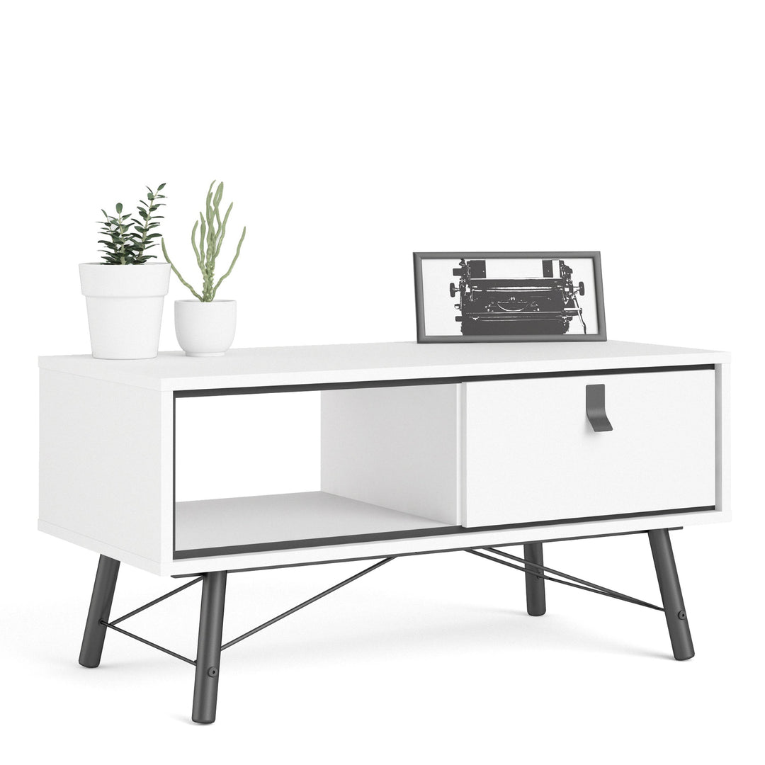 Ry Coffee table with 1 drawer Matt White - TidySpaces