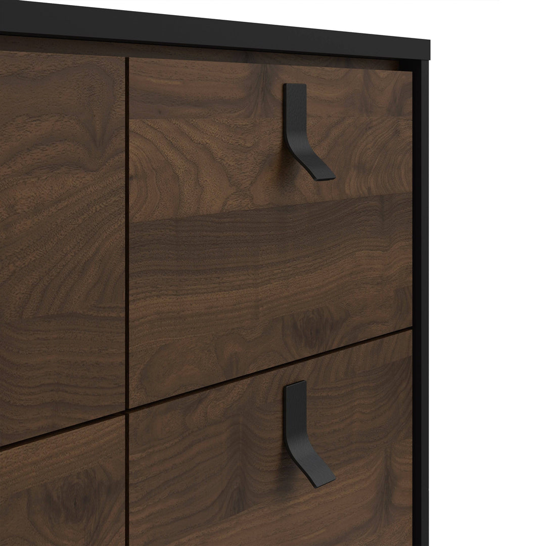 Ry Double chest of drawers 6 drawers in Matt Black Walnut - TidySpaces