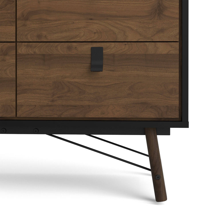 Ry Double chest of drawers 6 drawers in Matt Black Walnut - TidySpaces