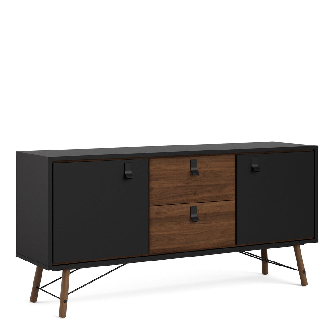 Ry Sideboard 2 doors + 2 drawers Matt Black Walnut - TidySpaces