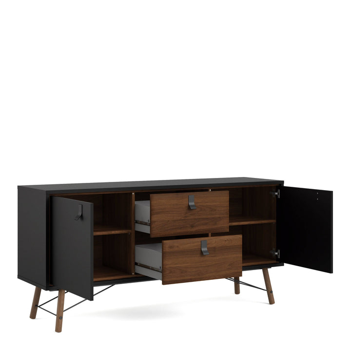 Ry Sideboard 2 doors + 2 drawers Matt Black Walnut - TidySpaces