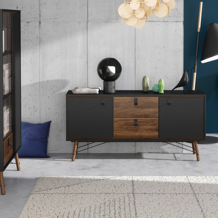 Ry Sideboard 2 doors + 2 drawers Matt Black Walnut - TidySpaces