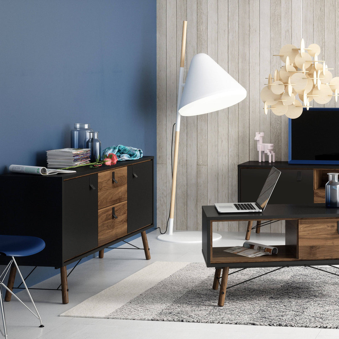 Ry Sideboard 2 doors + 2 drawers Matt Black Walnut - TidySpaces