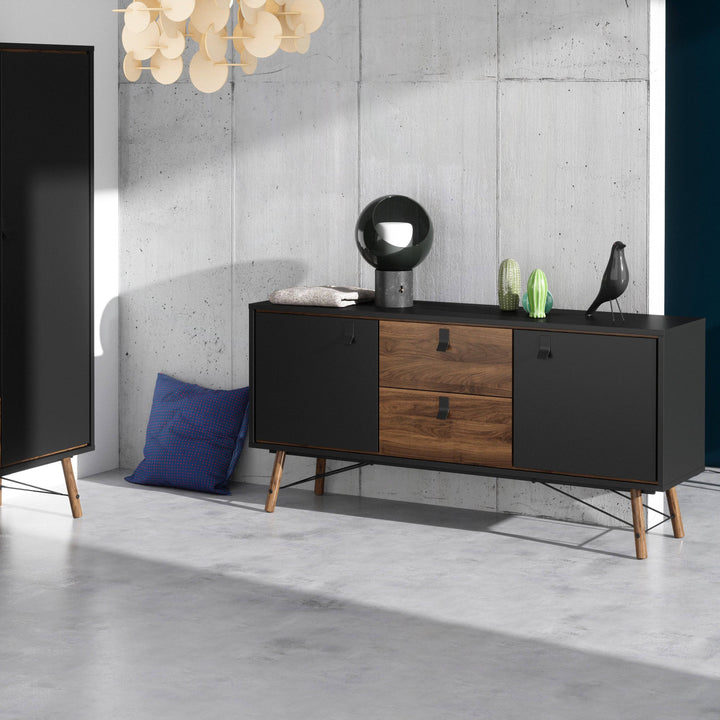 Ry Sideboard 2 doors + 2 drawers Matt Black Walnut - TidySpaces