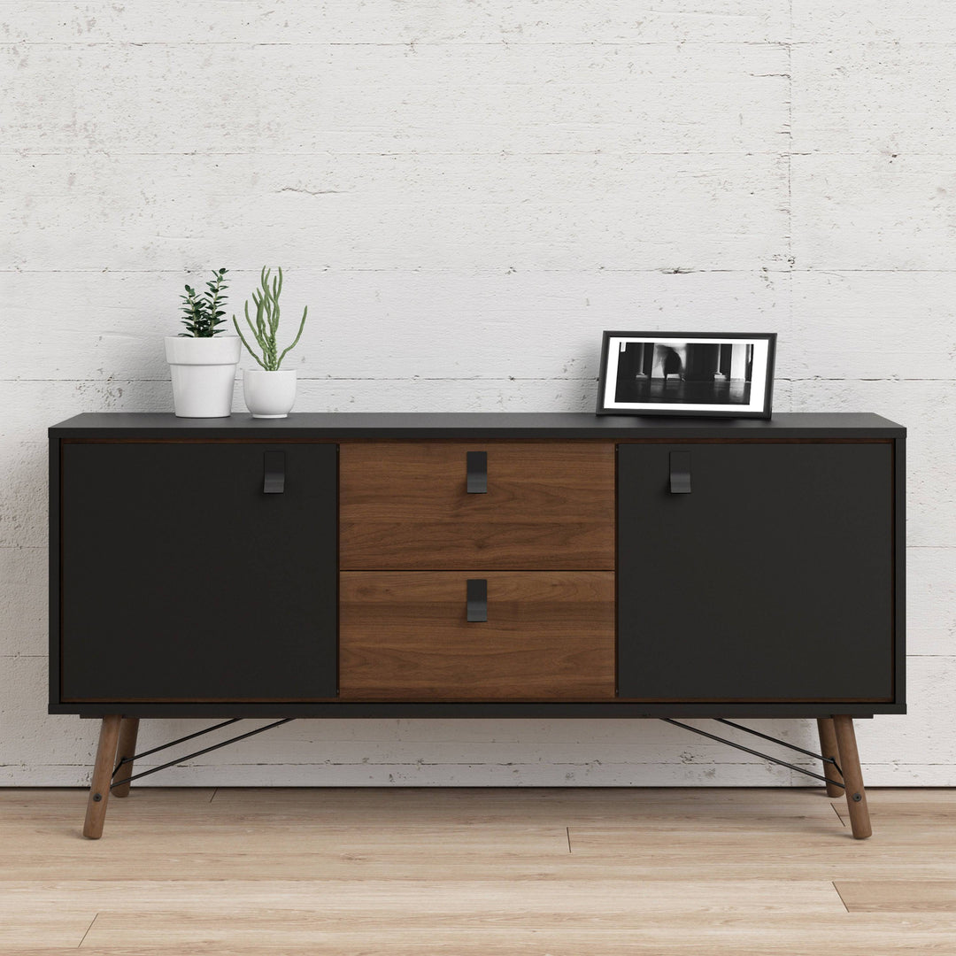 Ry Sideboard 2 doors + 2 drawers Matt Black Walnut - TidySpaces