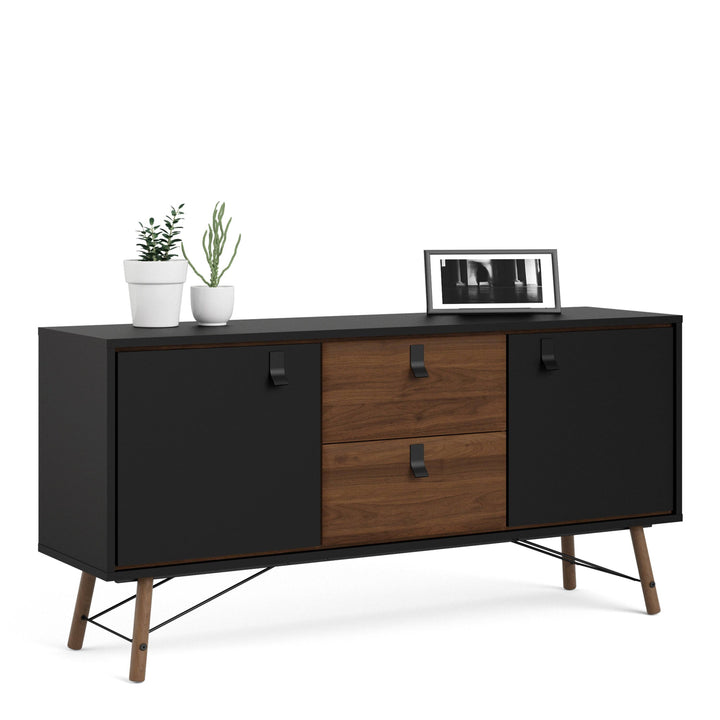 Ry Sideboard 2 doors + 2 drawers Matt Black Walnut - TidySpaces