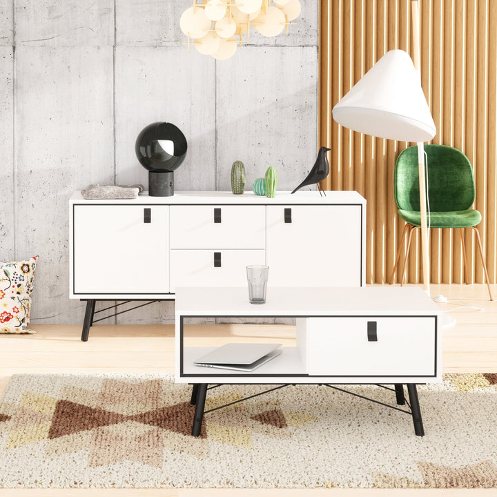 Ry Sideboard 2 doors + 2 drawers Matt White - TidySpaces