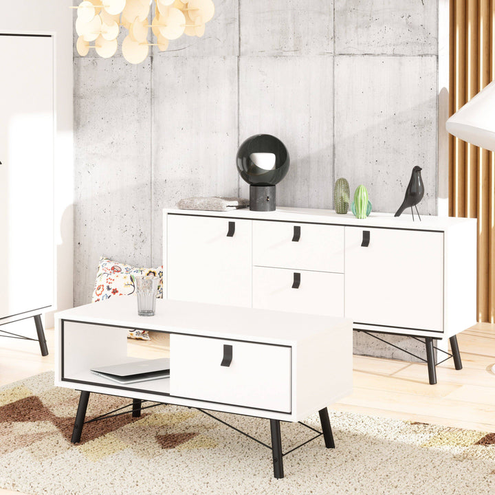 Ry Sideboard 2 doors + 2 drawers Matt White - TidySpaces