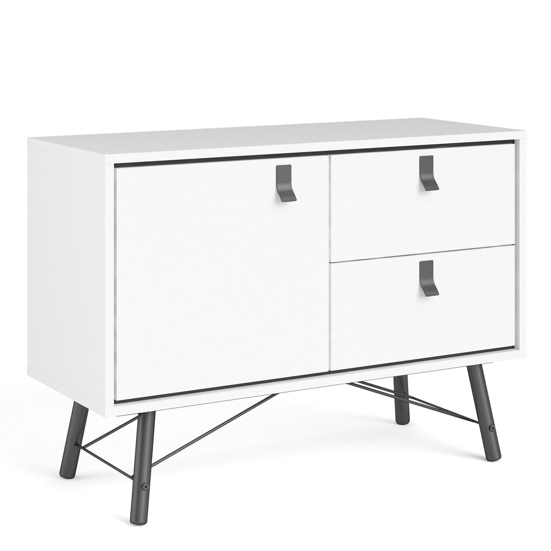 Ry Sideboard with 1 door + 2 drawers Matt White - TidySpaces