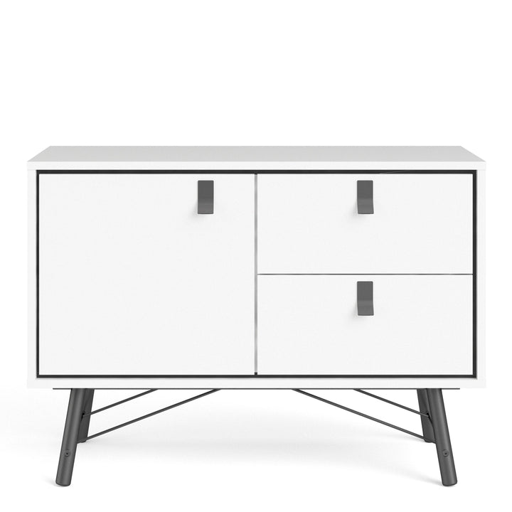 Ry Sideboard with 1 door + 2 drawers Matt White - TidySpaces