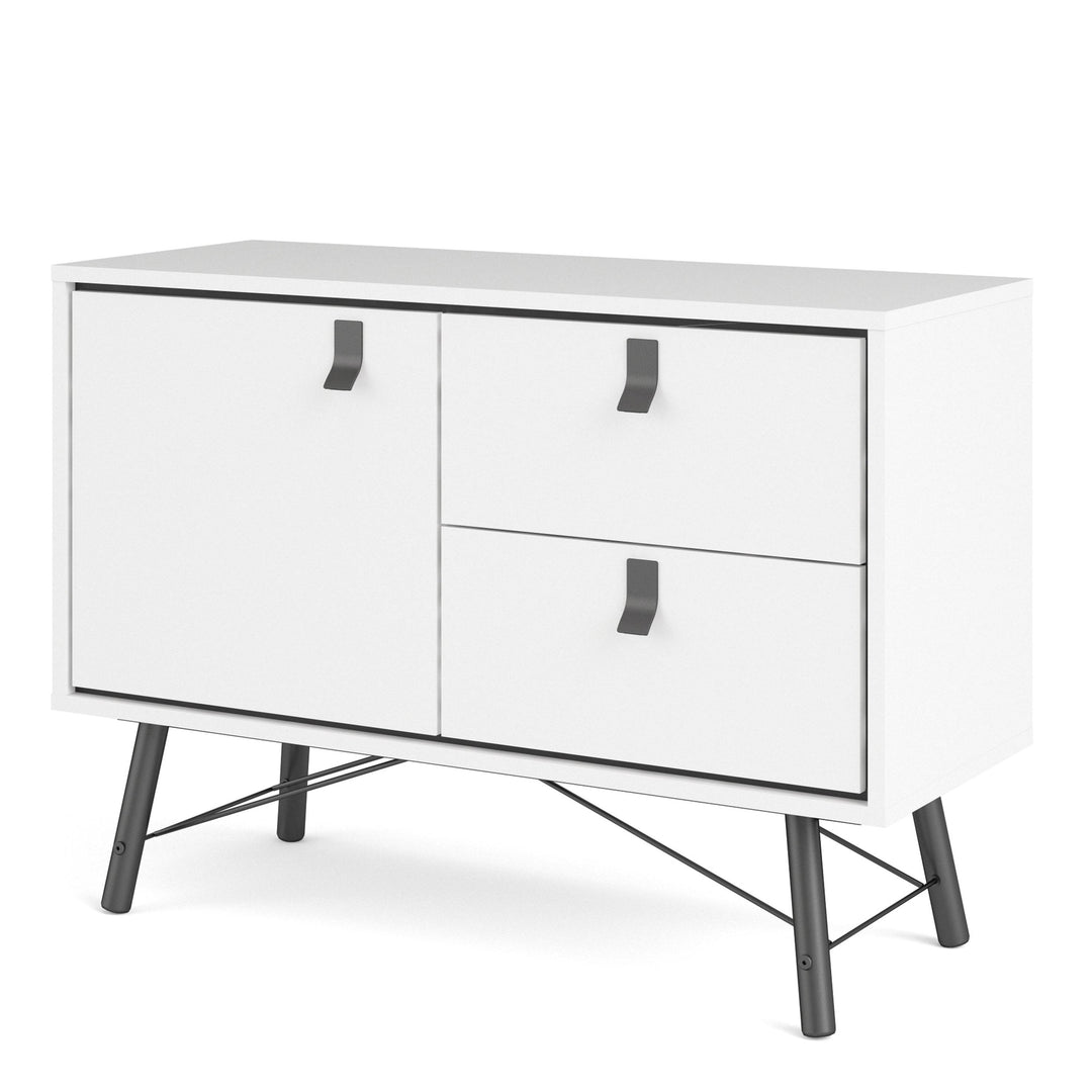 Ry Sideboard with 1 door + 2 drawers Matt White - TidySpaces