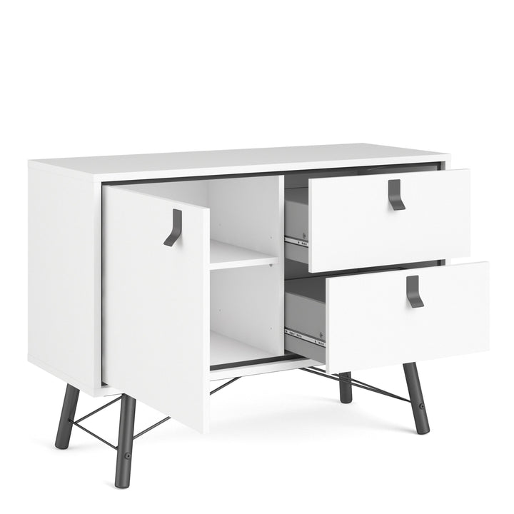 Ry Sideboard with 1 door + 2 drawers Matt White - TidySpaces