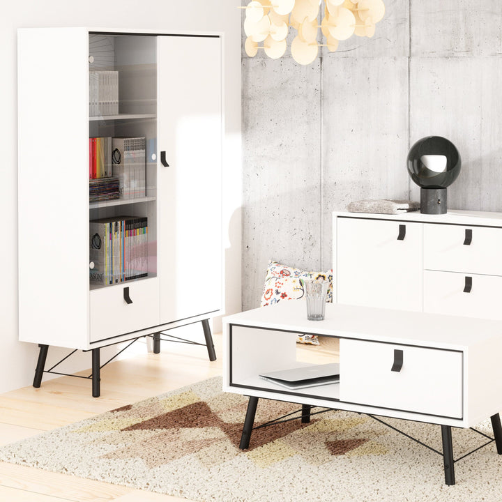 Ry Sideboard with 1 door + 2 drawers Matt White - TidySpaces