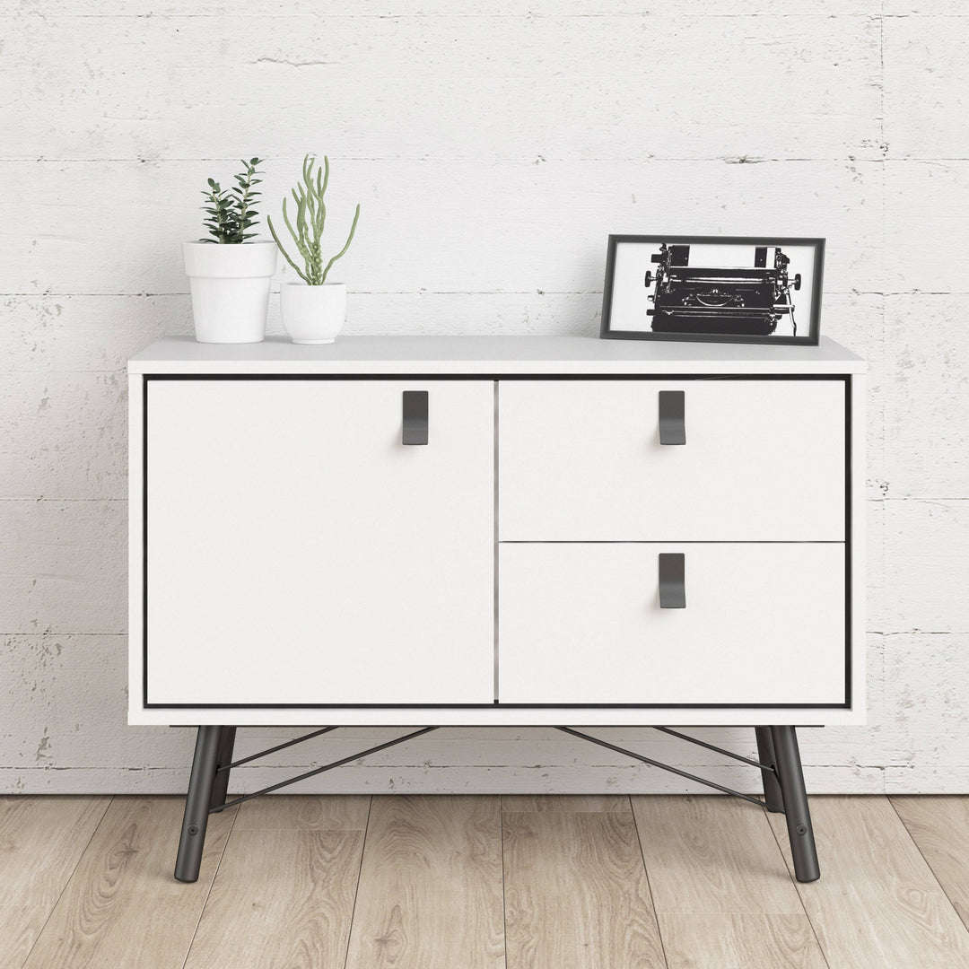 Ry Sideboard with 1 door + 2 drawers Matt White - TidySpaces