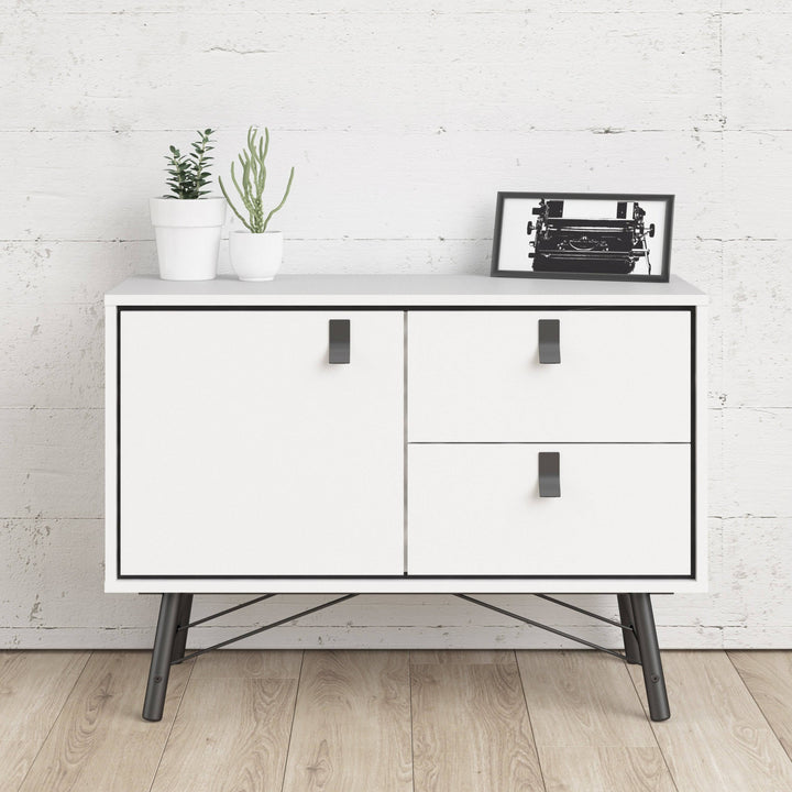 Ry Sideboard with 1 door + 2 drawers Matt White - TidySpaces