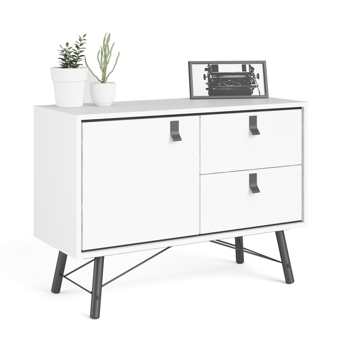 Ry Sideboard with 1 door + 2 drawers Matt White - TidySpaces