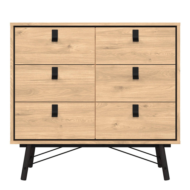 Ry Small Double Chest of Drawers 6 Drawers in Jackson Hickory Oak - TidySpaces