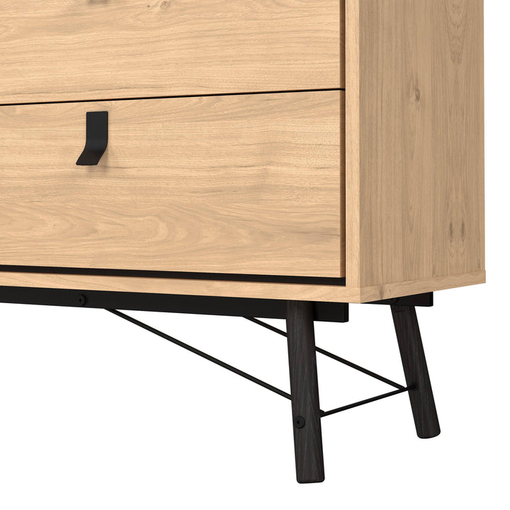 Ry Wide Double Chest of Drawers 6 Drawers in Jackson Hickory Oak - TidySpaces