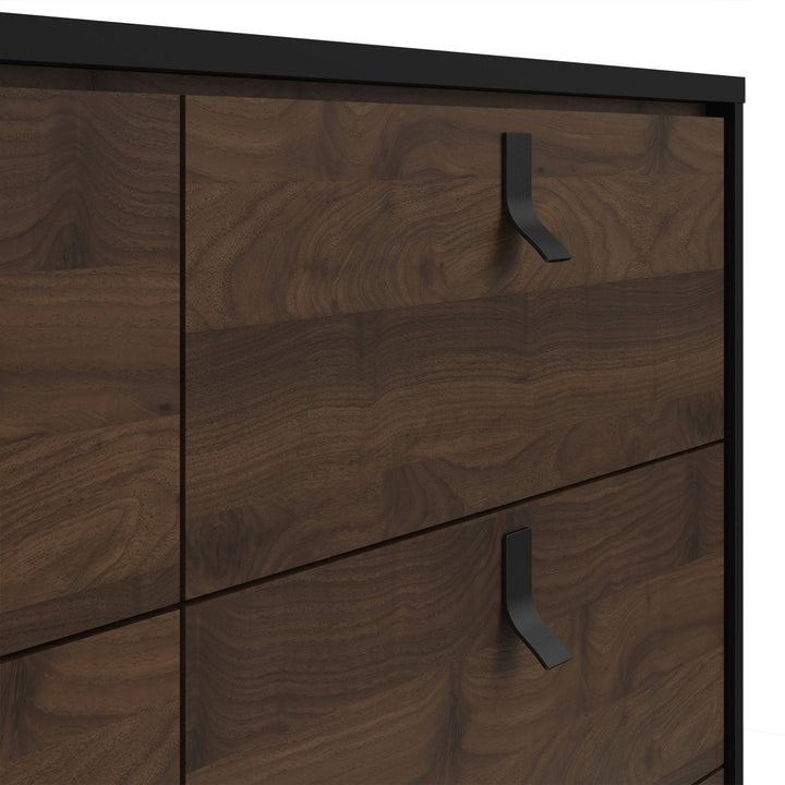 Ry Wide double chest of drawers 6 drawers in Matt Black Walnut - TidySpaces