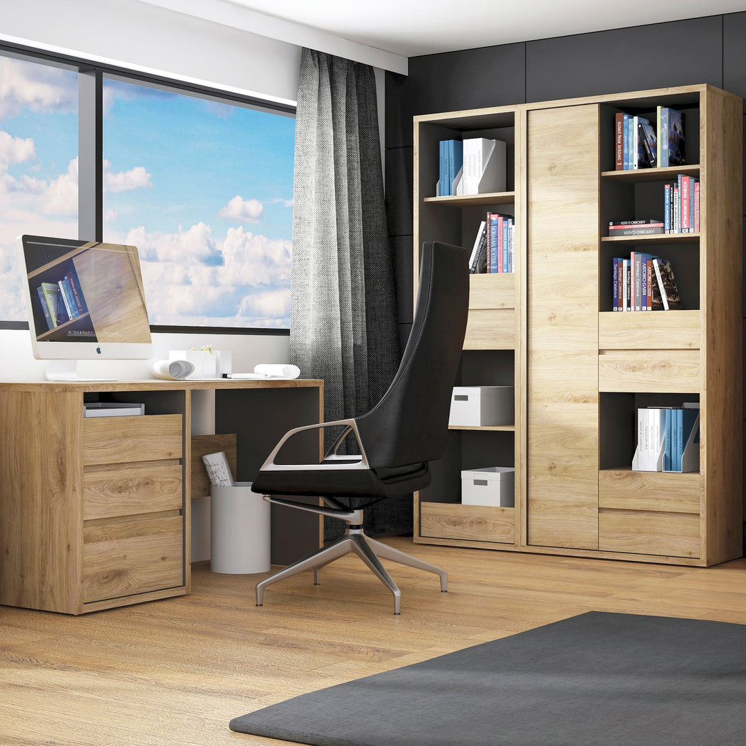 Shetland Tall Narrow 3 Drawer bookcase - TidySpaces