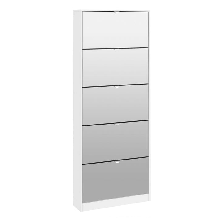 Shoes Shoe cabinet 5 Mirror tilting Doors in White - TidySpaces