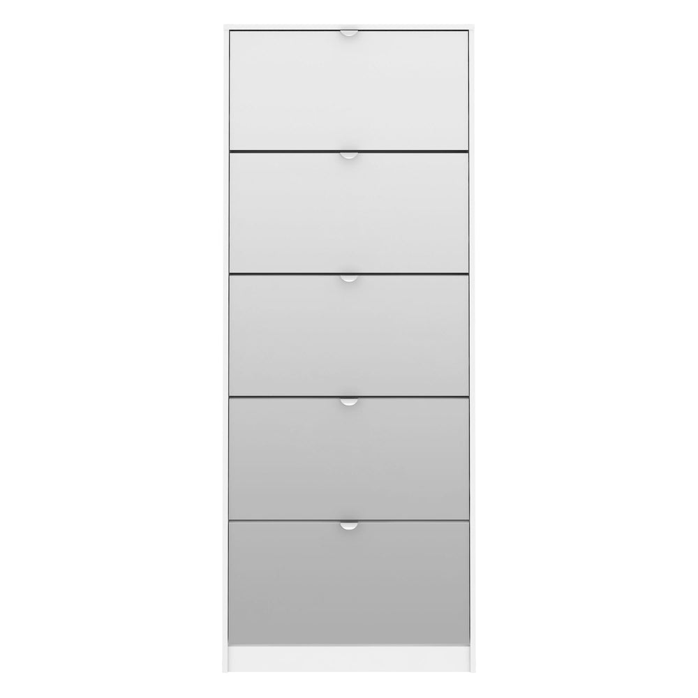 Shoes Shoe cabinet 5 Mirror tilting Doors in White - TidySpaces