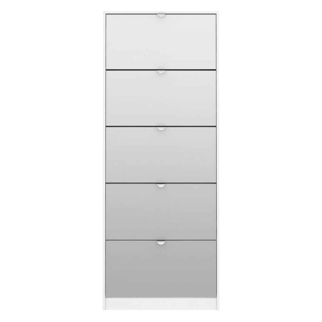 Shoes Shoe cabinet 5 Mirror tilting Doors in White - TidySpaces