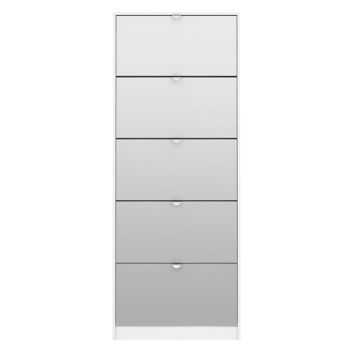 Shoes Shoe cabinet 5 Mirror tilting Doors in White - TidySpaces