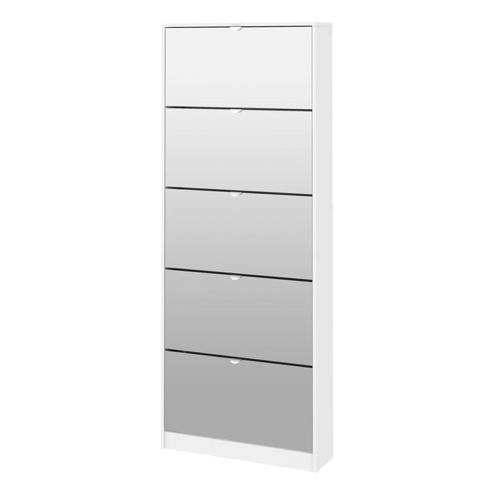 Shoes Shoe cabinet 5 Mirror tilting Doors in White - TidySpaces