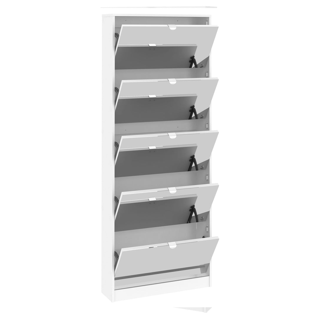 Shoes Shoe cabinet 5 Mirror tilting Doors in White - TidySpaces