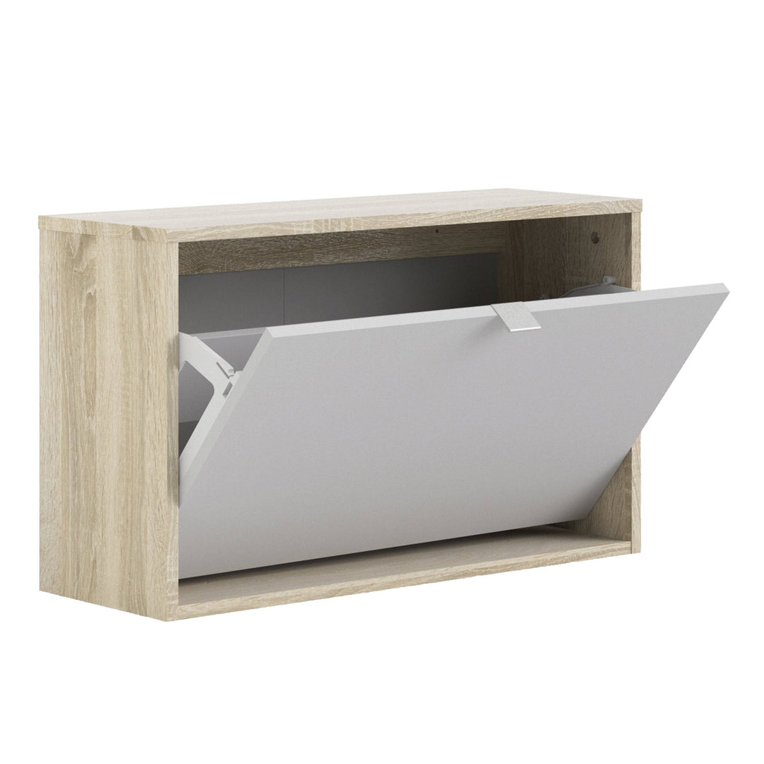 Shoes Shoe cabinet w. 1 tilting door and 2 layers Oak structure White - TidySpaces