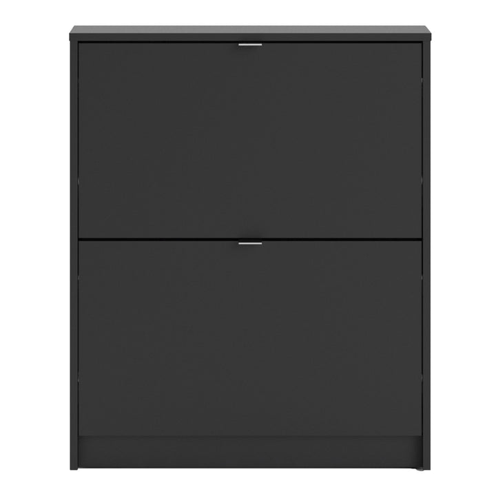 Shoes Shoe cabinet w. 2 tilting doors and 1 layer in Matt Black - TidySpaces