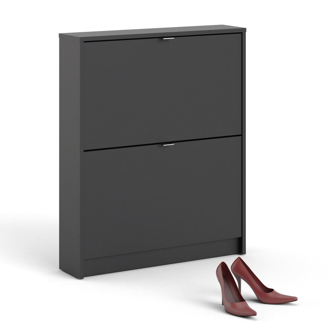 Shoes Shoe cabinet w. 2 tilting doors and 1 layer in Matt Black - TidySpaces