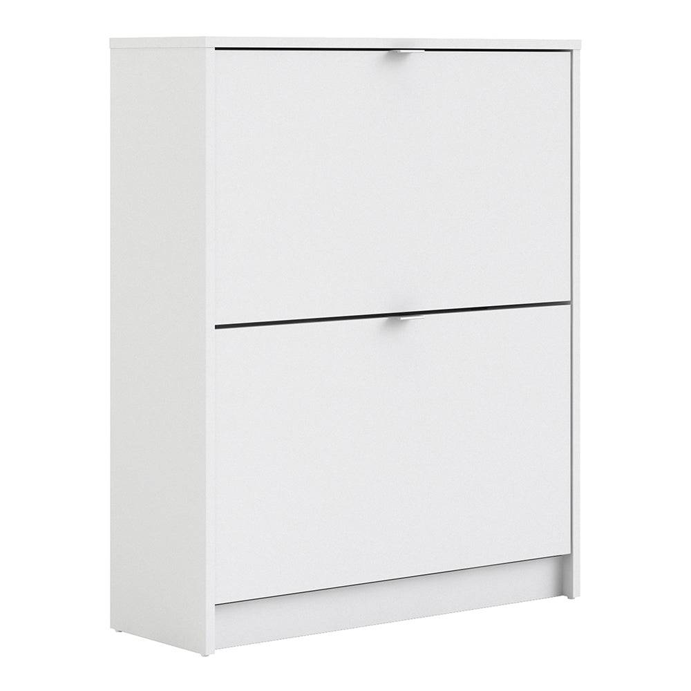 Shoes Shoe cabinet w. 2 tilting doors and 2 layers in White - TidySpaces