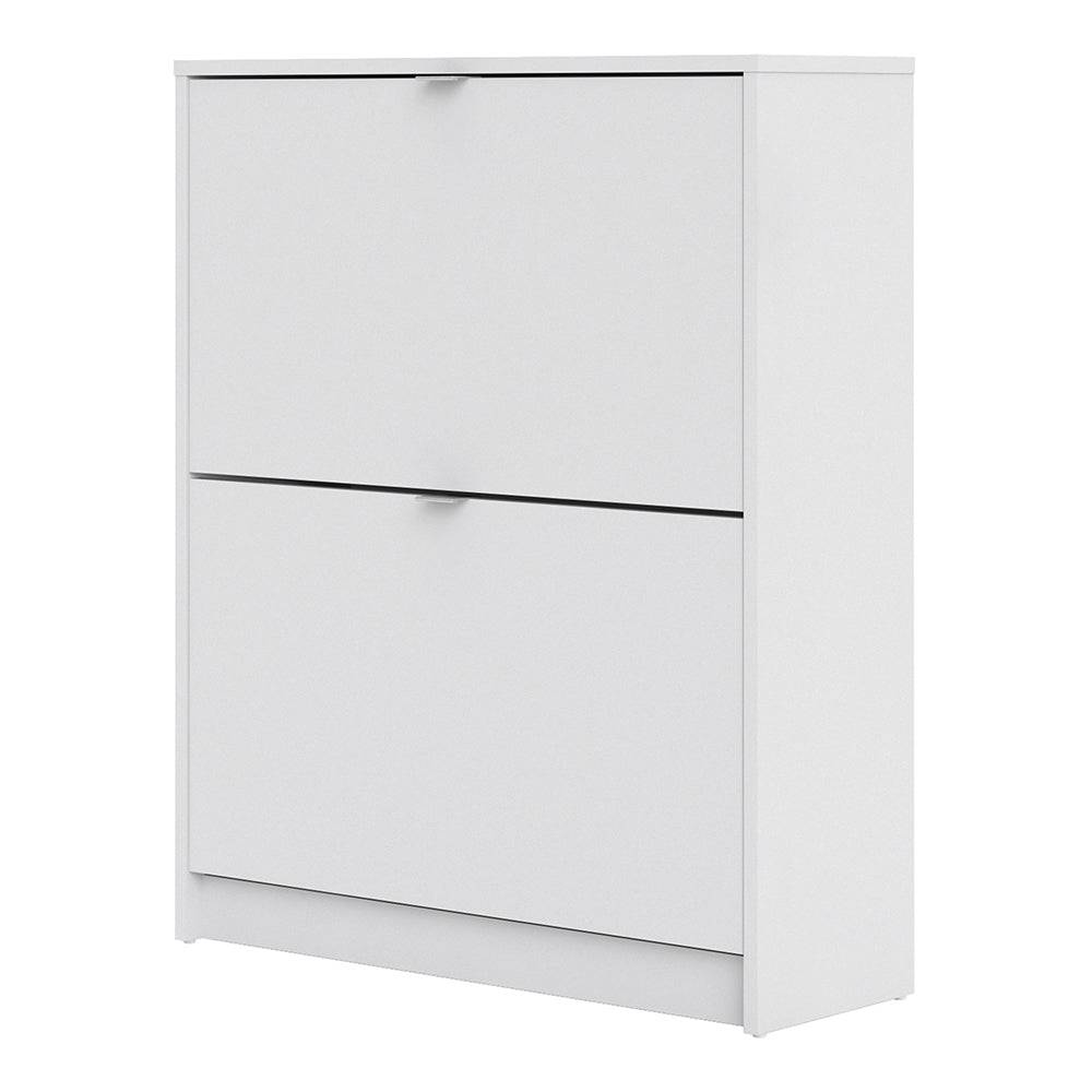 Shoes Shoe cabinet w. 2 tilting doors and 2 layers in White - TidySpaces