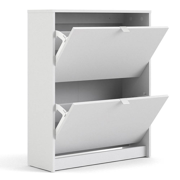 Shoes Shoe cabinet w. 2 tilting doors and 2 layers in White - TidySpaces