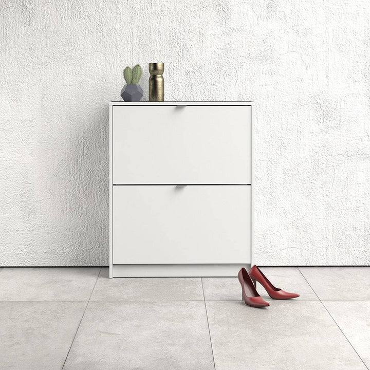 Shoes Shoe cabinet w. 2 tilting doors and 2 layers in White - TidySpaces