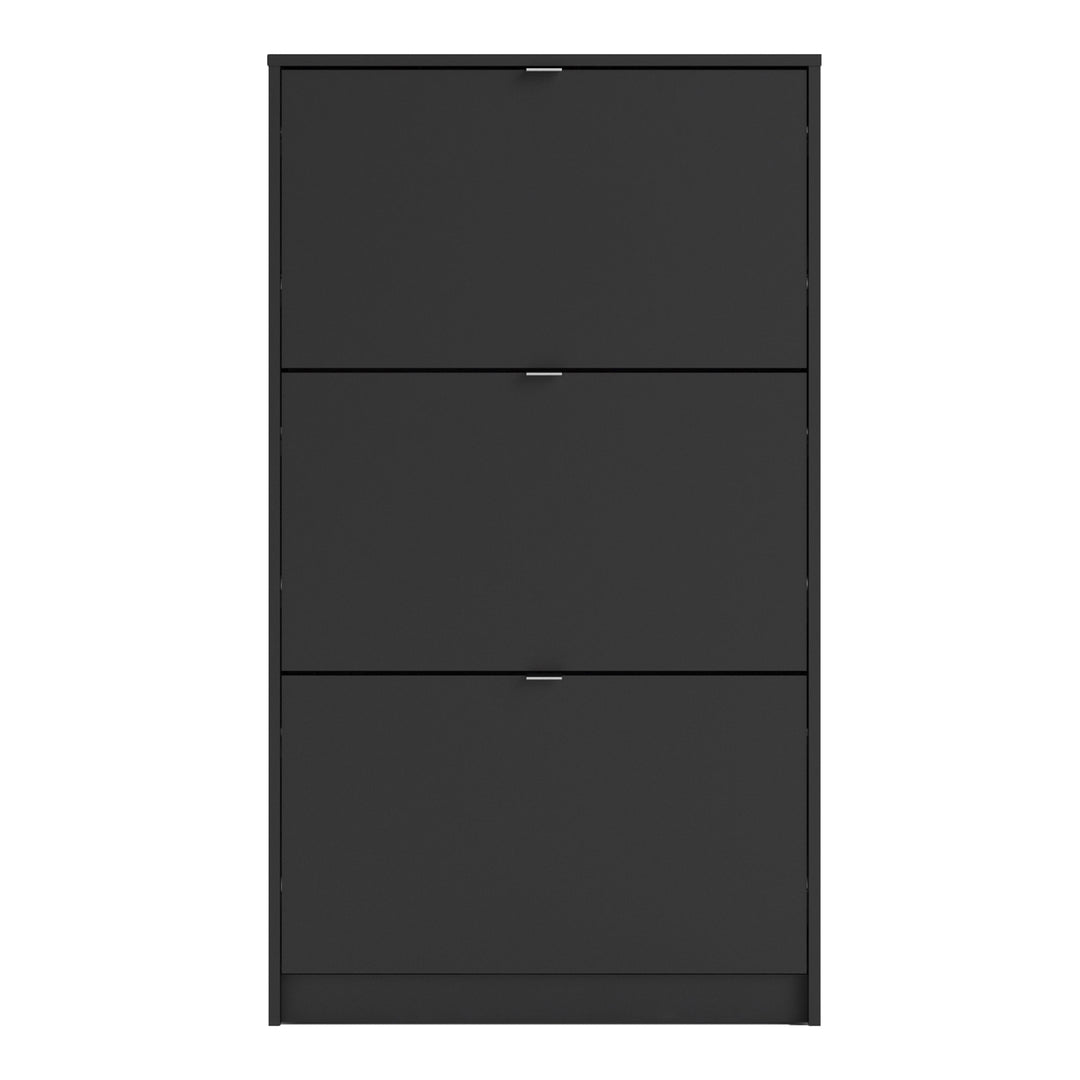 Shoes Shoe cabinet w. 3 tilting doors and 1 layer in Matt Black - TidySpaces